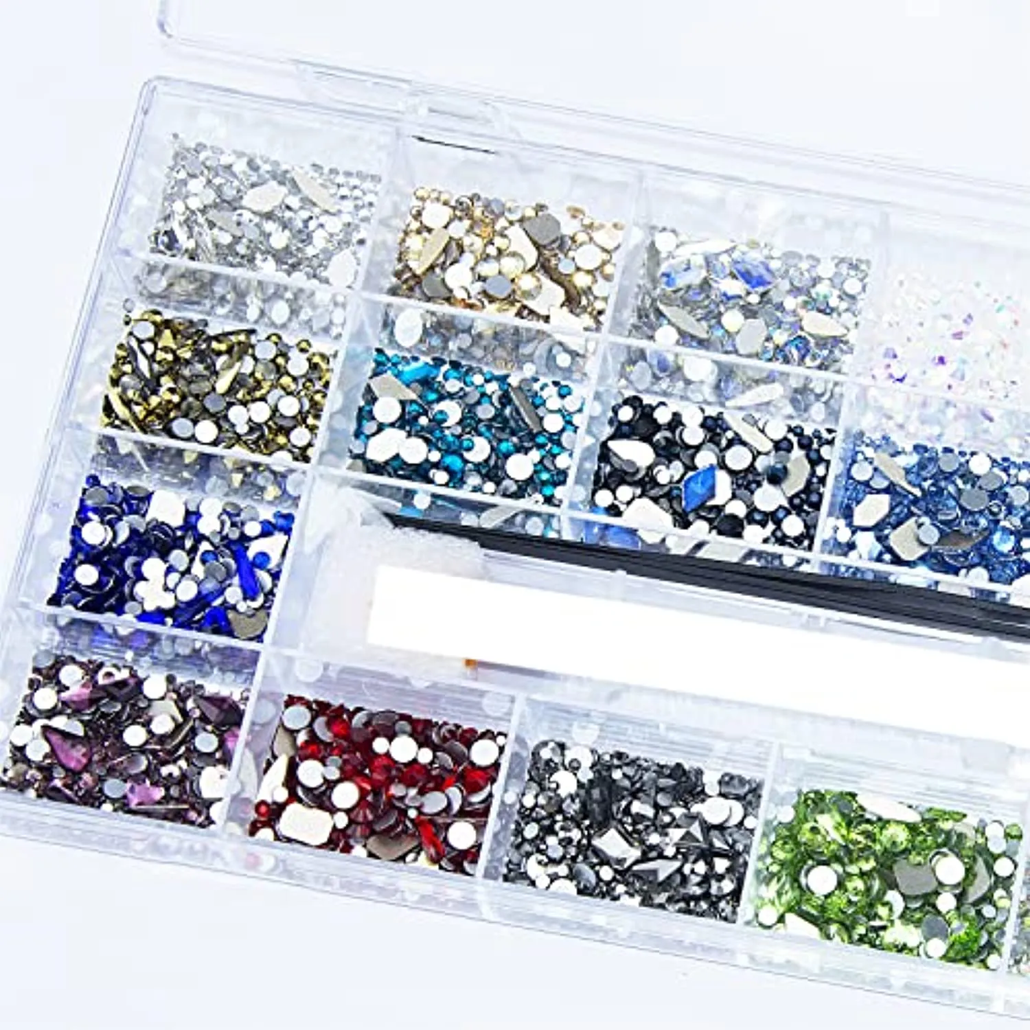8200Pcs AB Red Blue Green Champagne Gold Black Pink Yellow Nail Rhinestones Mixed Colored Multi Shaped Sized Nail Beads Glass Gems Stones Rhinestones for Nail DIY Crafts Jewelry