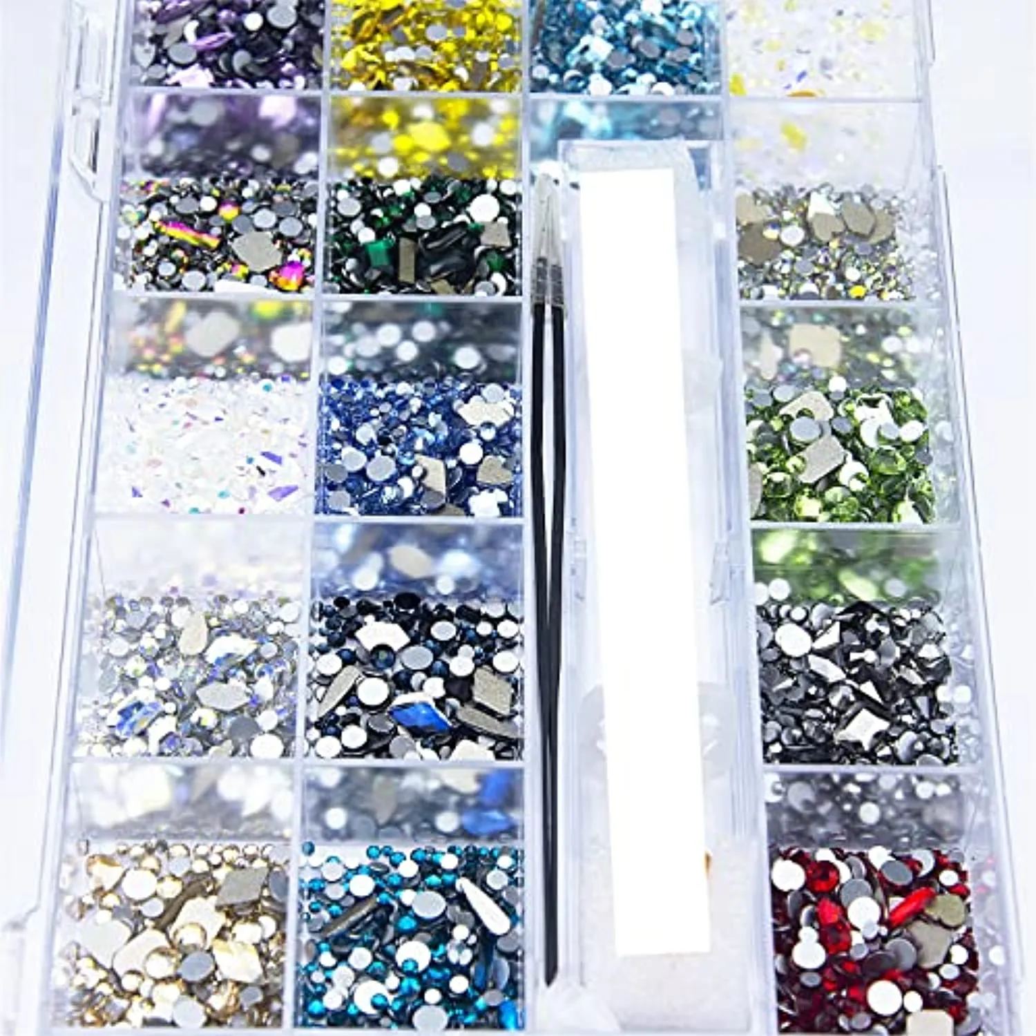 8200Pcs AB Red Blue Green Champagne Gold Black Pink Yellow Nail Rhinestones Mixed Colored Multi Shaped Sized Nail Beads Glass Gems Stones Rhinestones for Nail DIY Crafts Jewelry