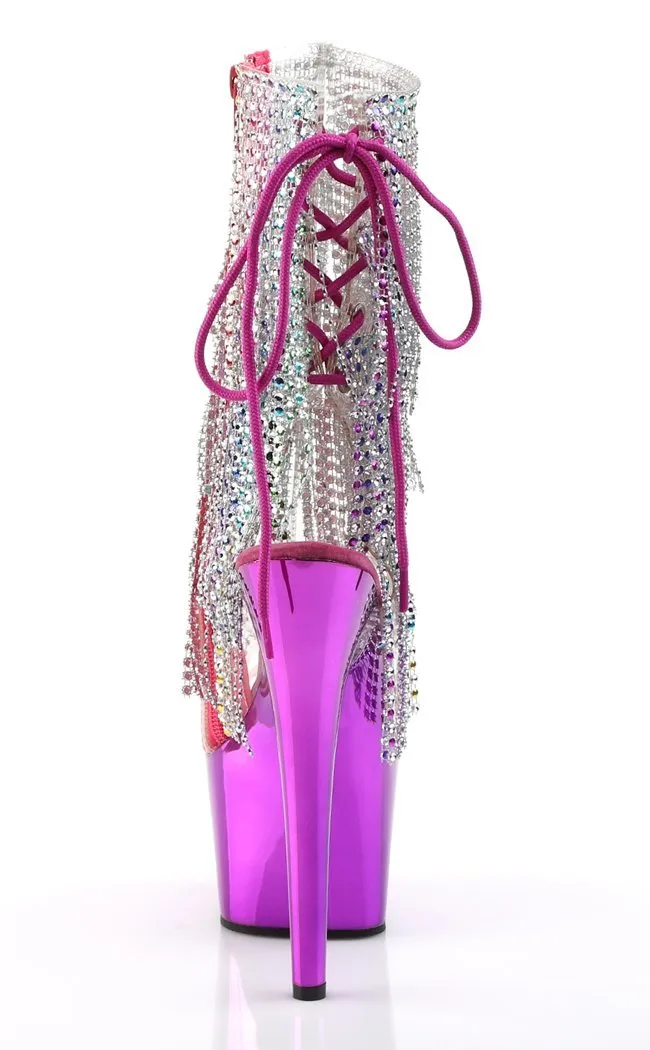 ADORE-1017RSF Clear & Pink Ankle Boots