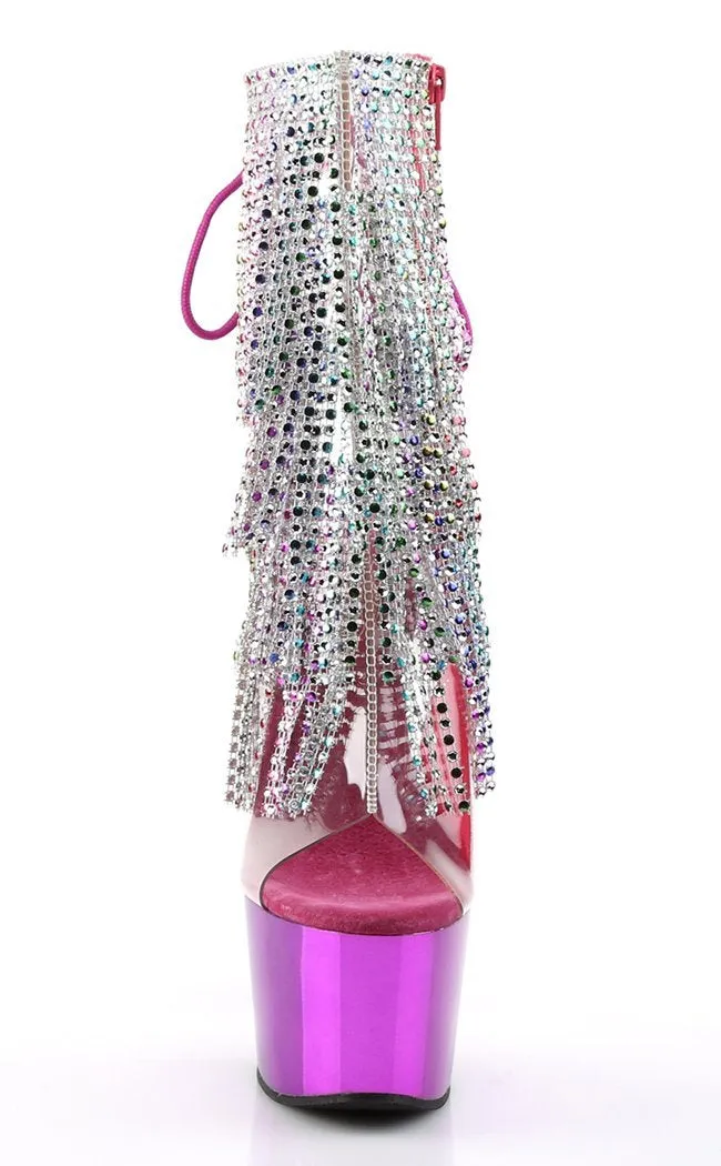 ADORE-1017RSF Clear & Pink Ankle Boots