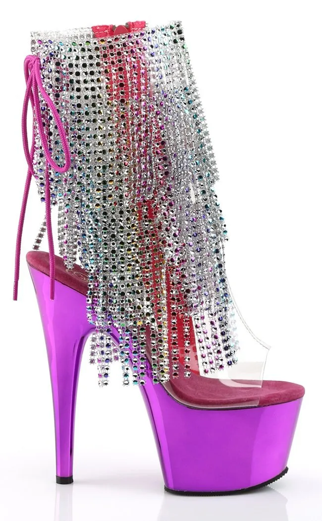 ADORE-1017RSF Clear & Pink Ankle Boots
