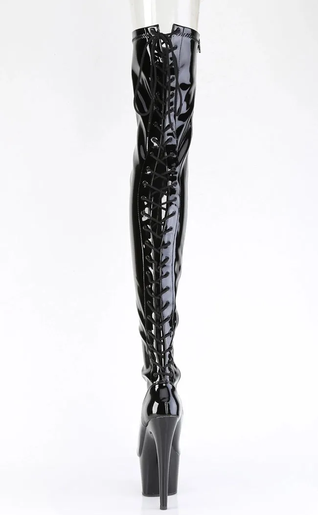 ADORE-3850 Black Patent Thigh High Boots