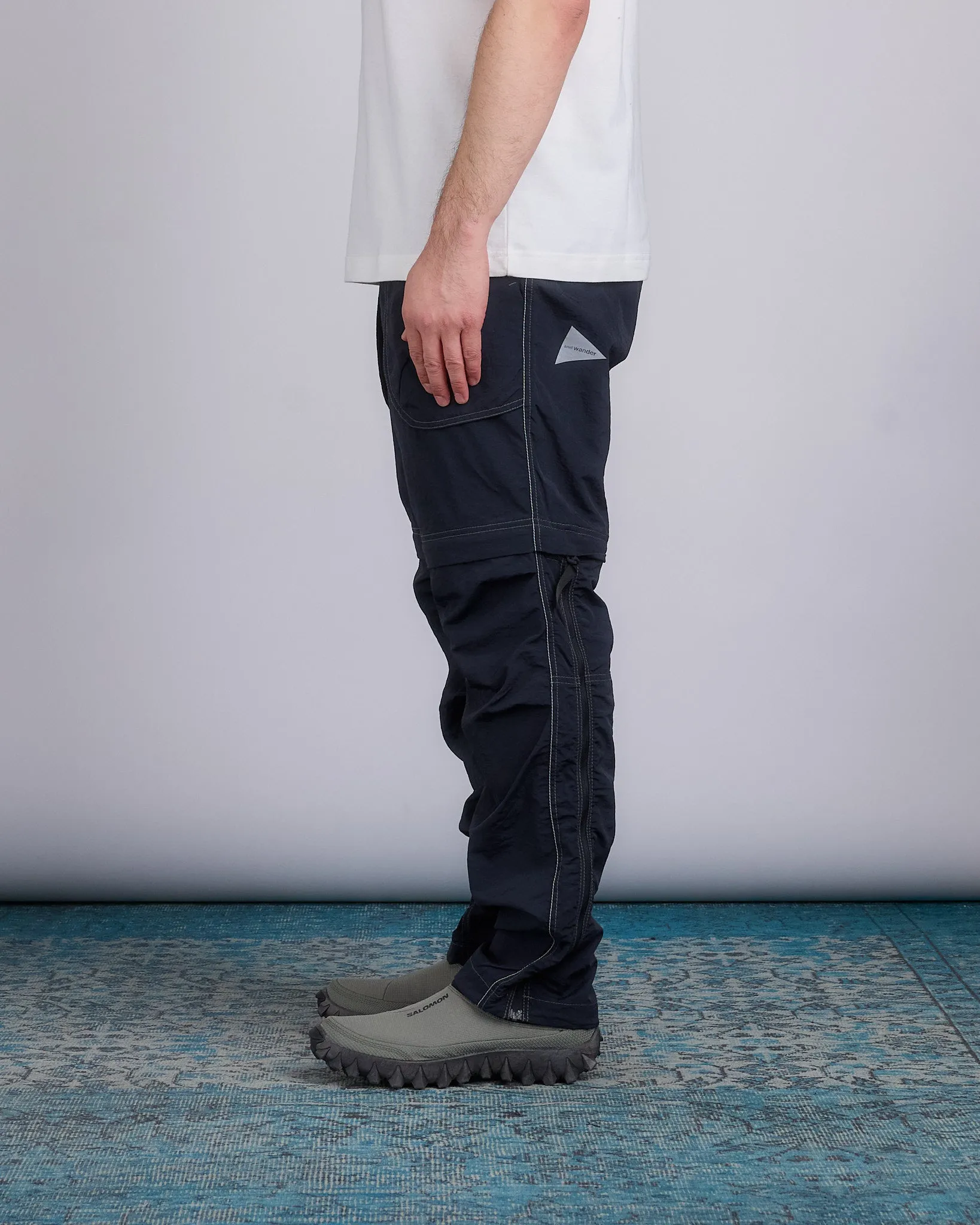 and wander Nylon Taffeta Hiker 2-Way Pant Black
