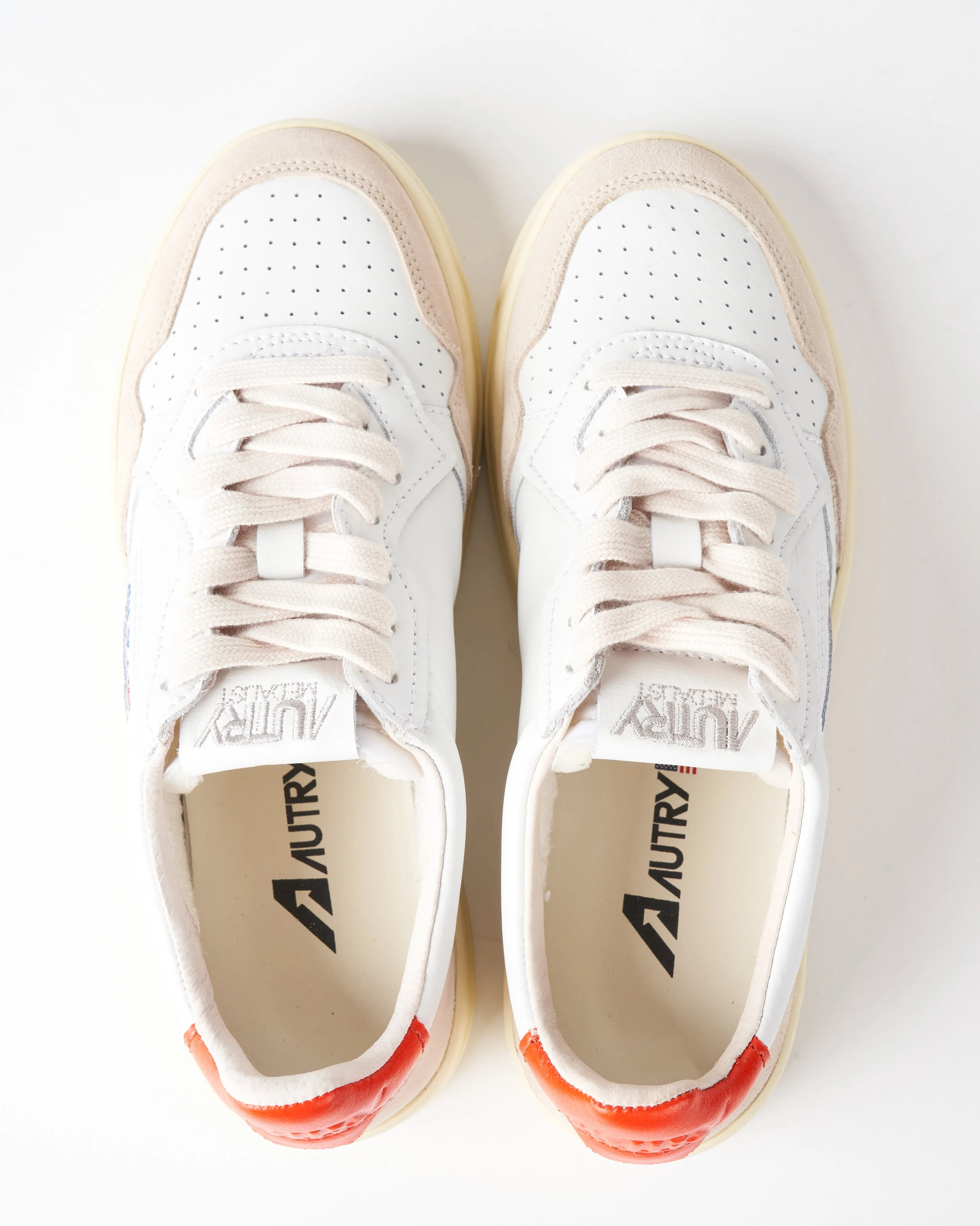 autry medalist - leather/suede white/orange