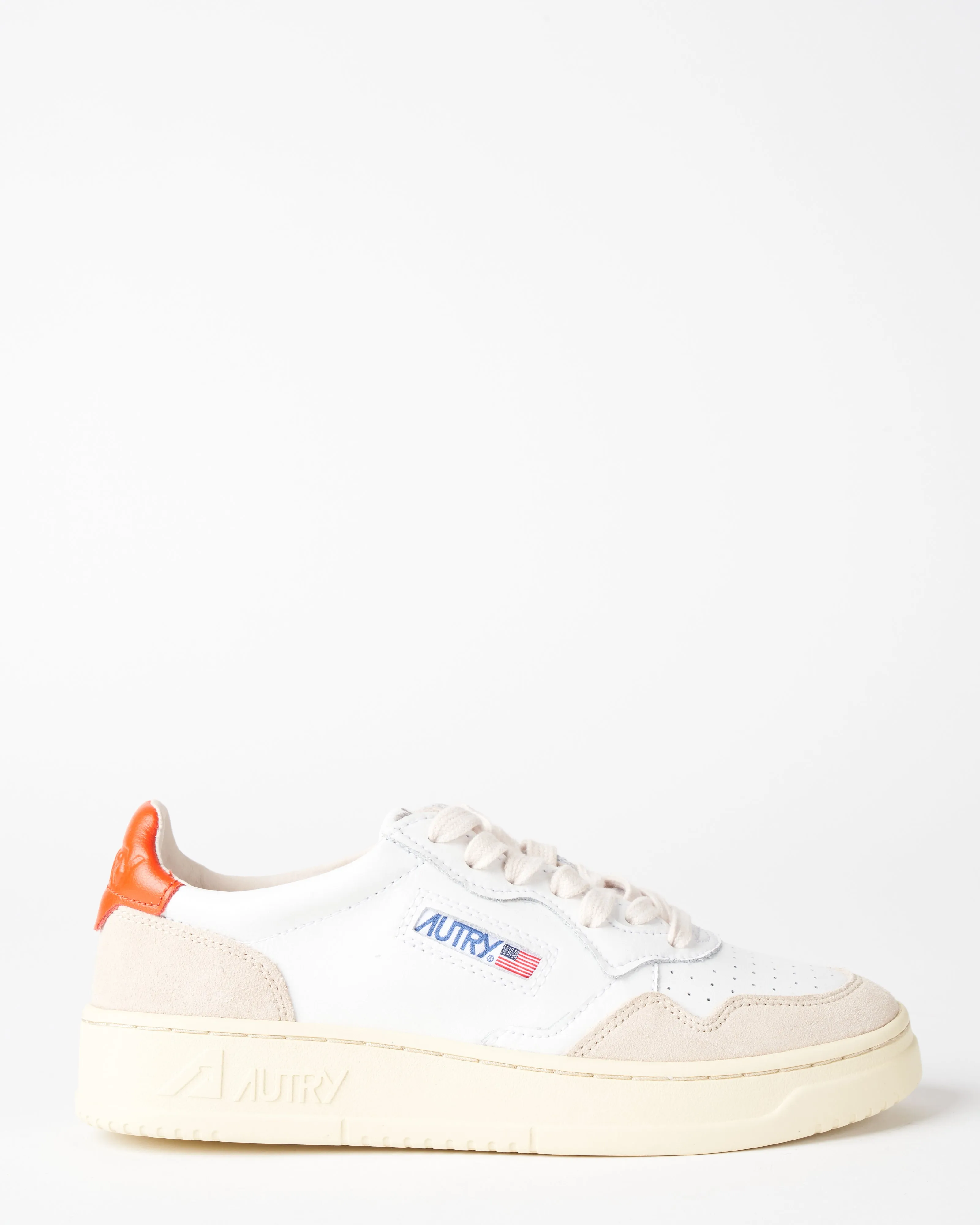 autry medalist - leather/suede white/orange