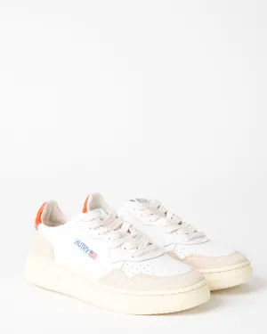 autry medalist - leather/suede white/orange