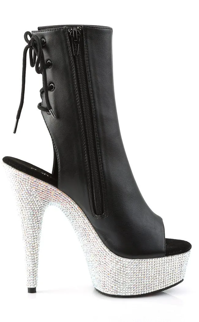 BEJEWELED-1018DM-6 Black & Rhinestone Ankle Boots