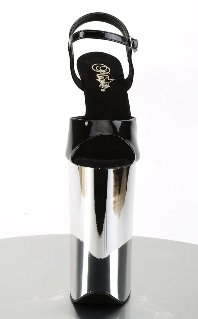 BEYOND-009 Black & Silver Chrome 10 Inch Heels