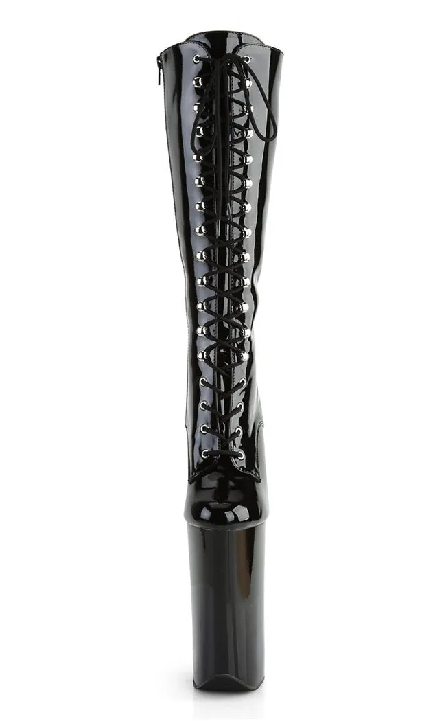 BEYOND-2020 Black Patent Knee High Boots