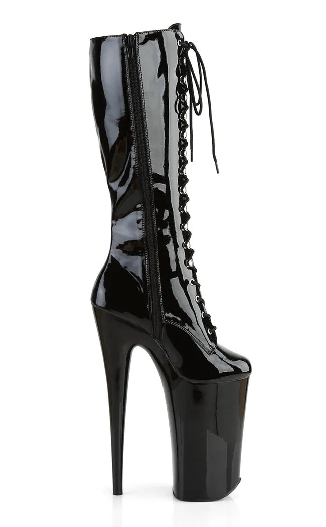 BEYOND-2020 Black Patent Knee High Boots