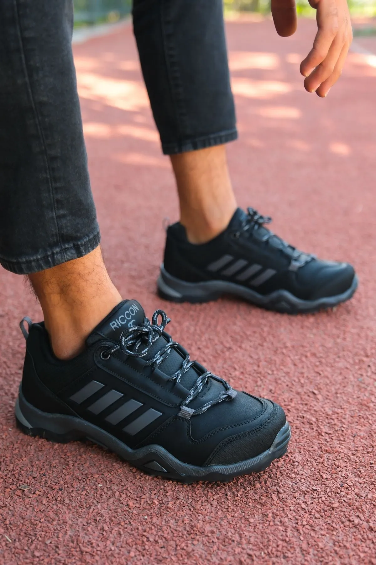 Black smoked men's trekking shoes 0012189