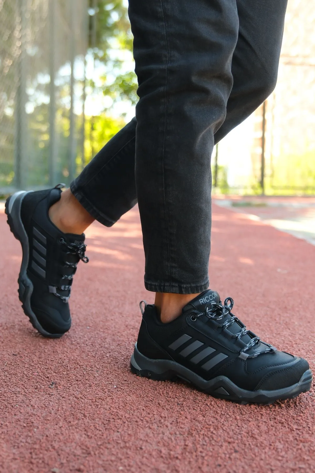 Black smoked men's trekking shoes 0012189