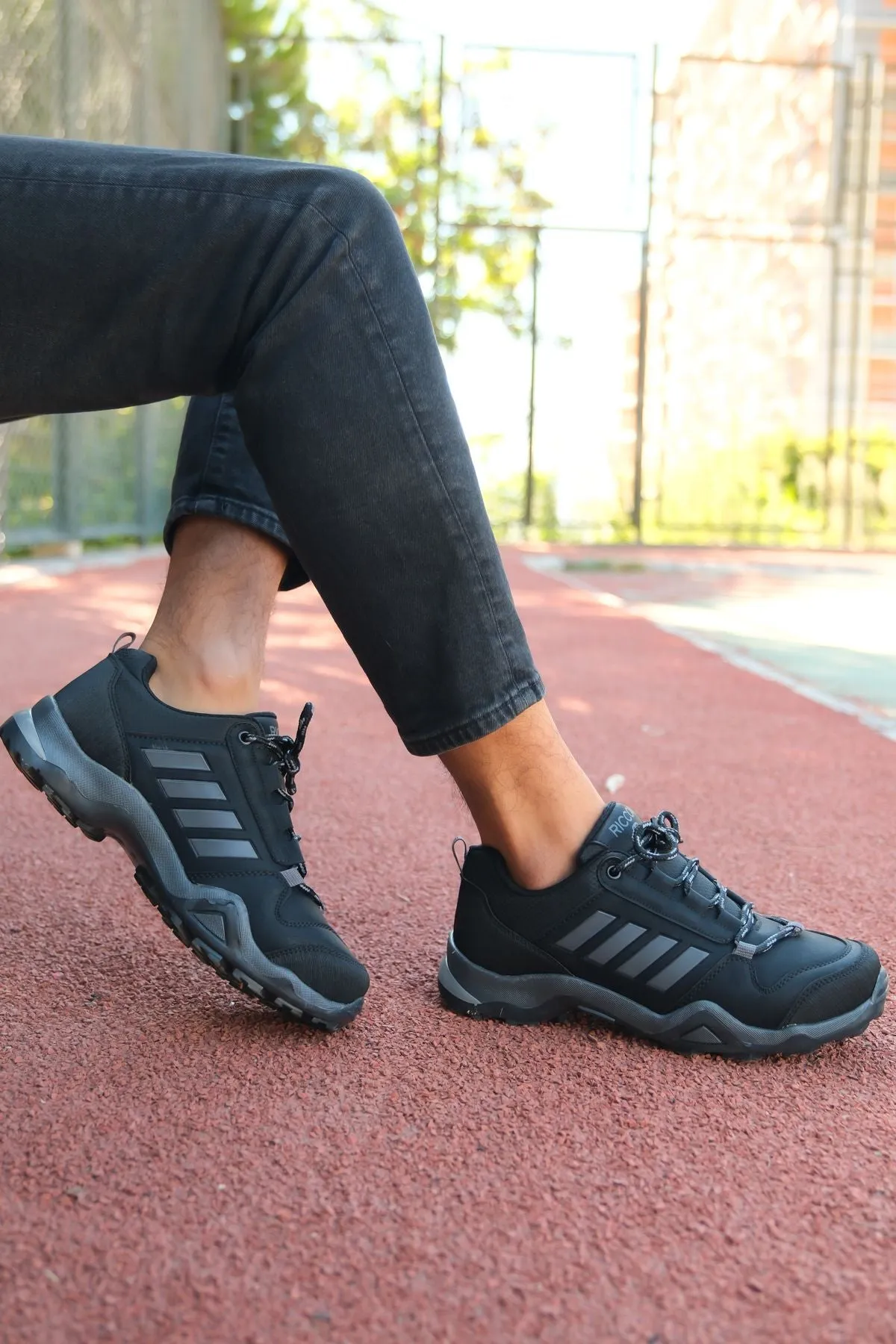 Black smoked men's trekking shoes 0012189