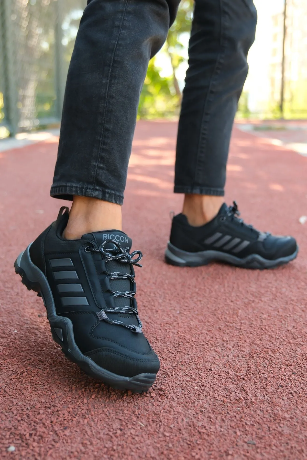 Black smoked men's trekking shoes 0012189