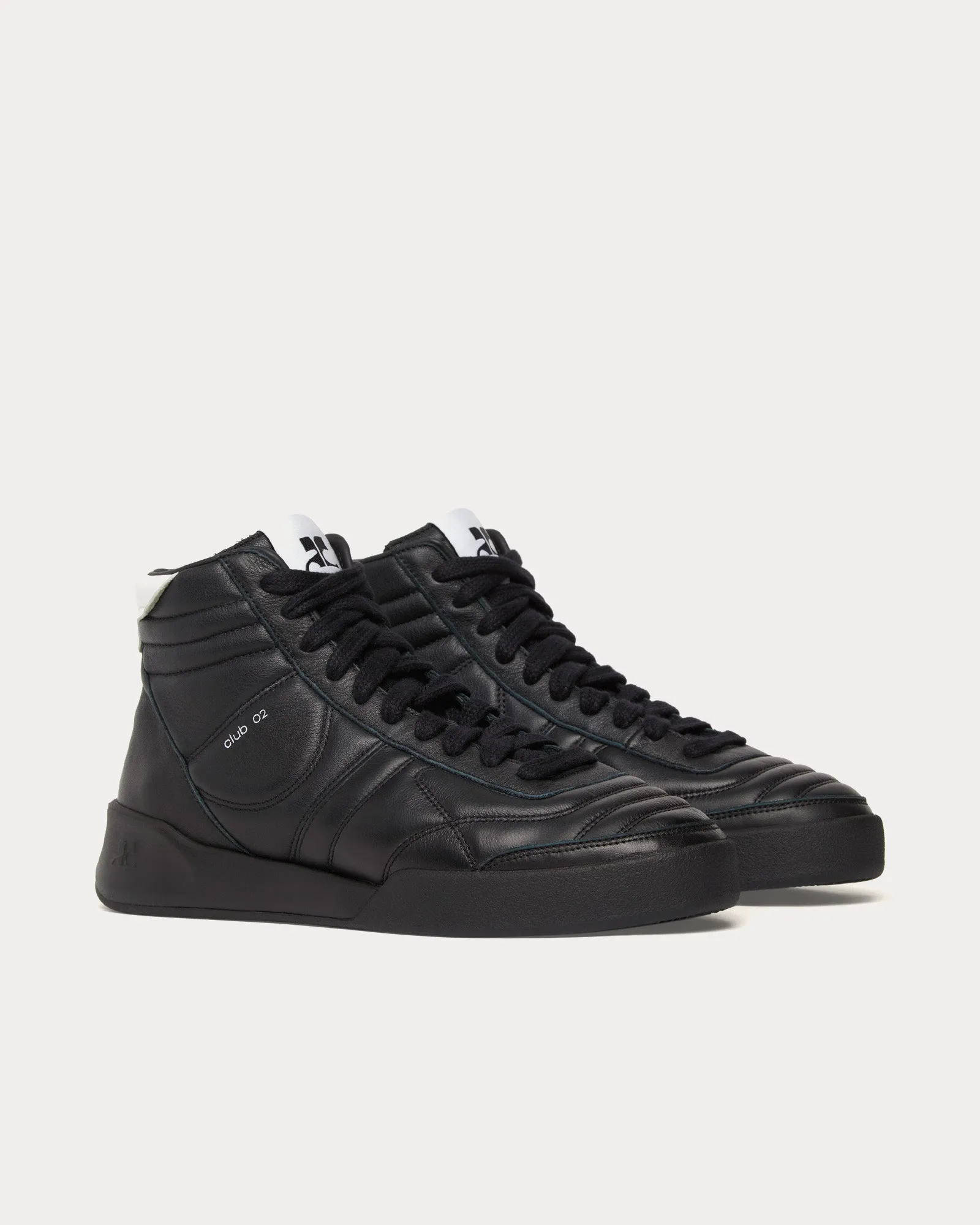 Club 02 Leather Black Mid Top Sneakers