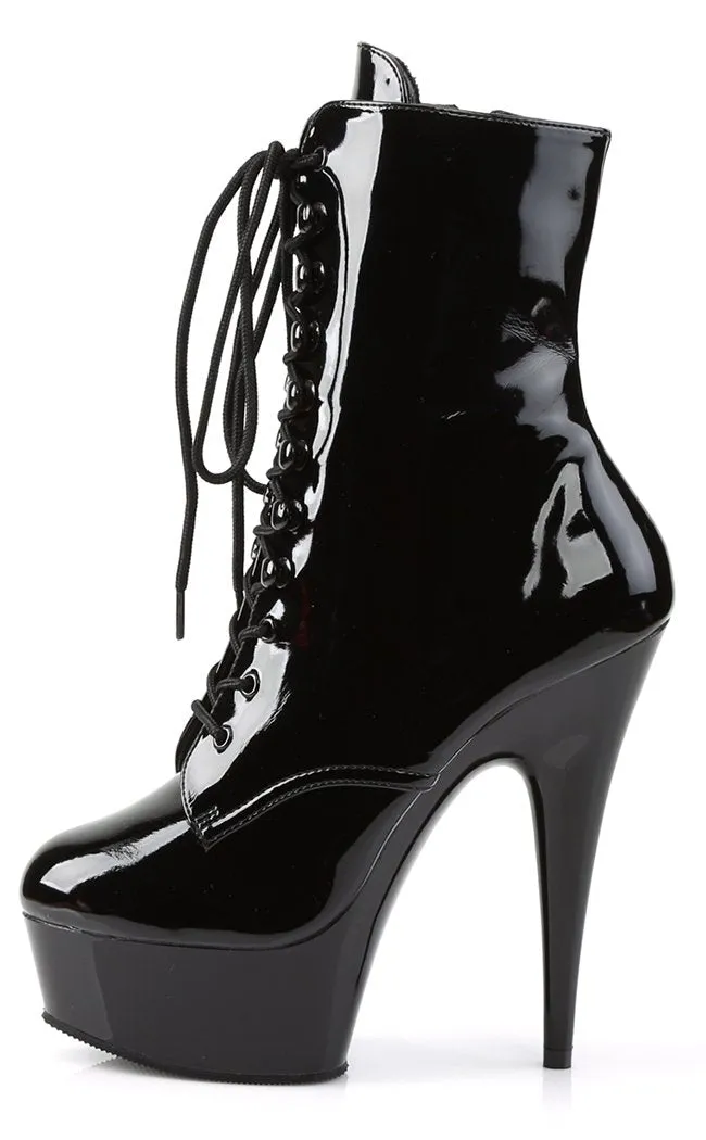 DELIGHT-1020 Black Patent Ankle Boots [In Stock]