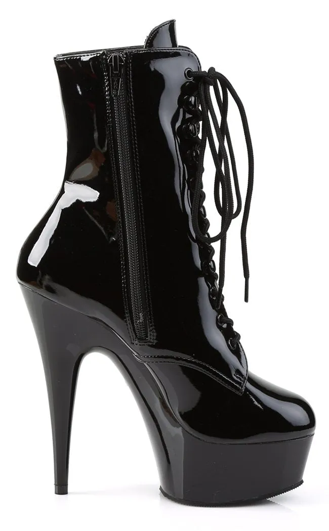 DELIGHT-1020 Black Patent Ankle Boots [In Stock]