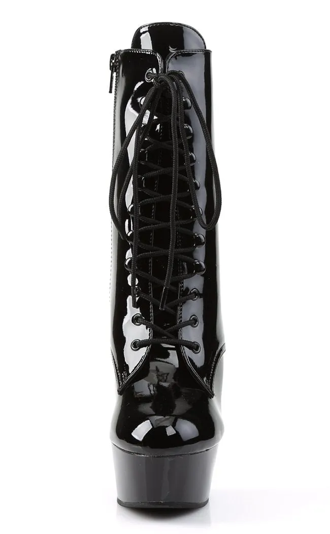 DELIGHT-1020 Black Patent Ankle Boots [In Stock]