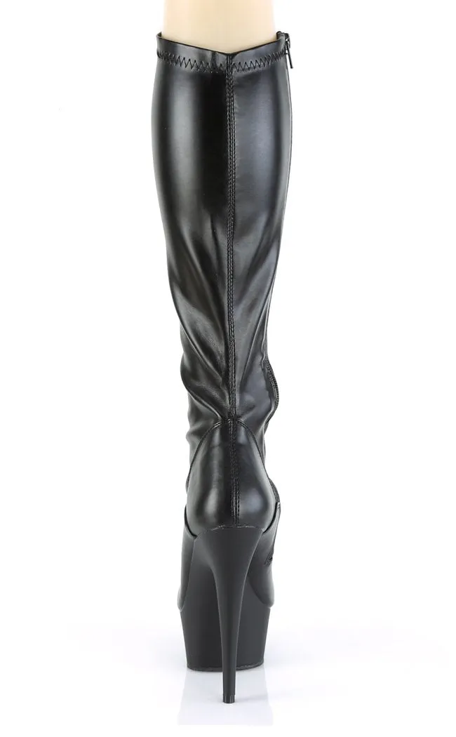 DELIGHT-2000 Black Vegan Leather Knee High Boots