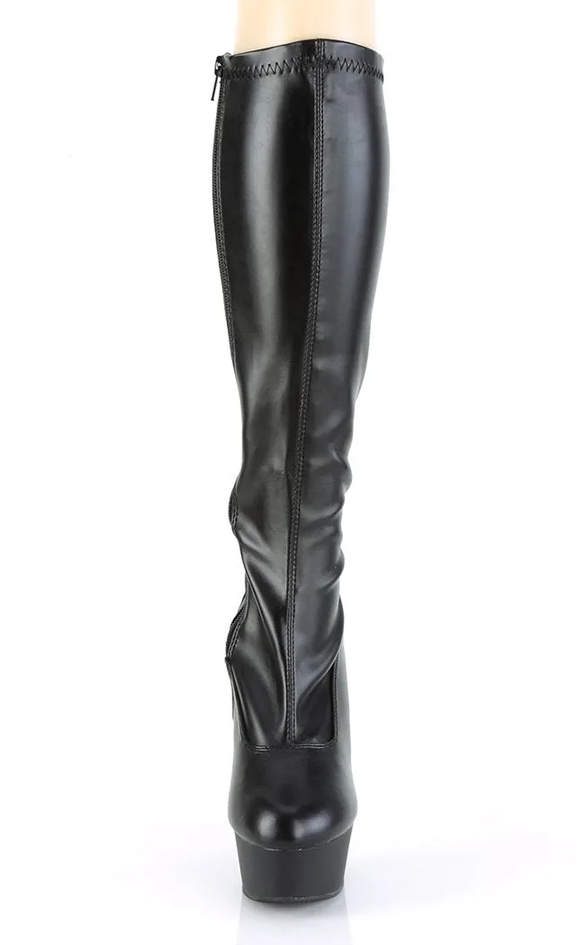 DELIGHT-2000 Black Vegan Leather Knee High Boots
