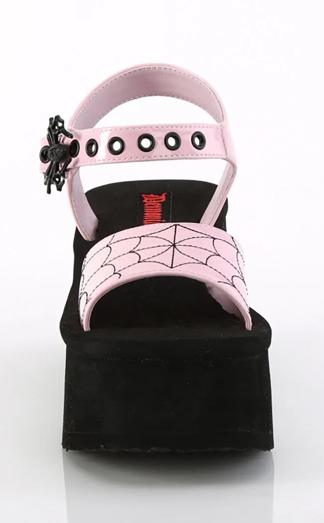 FUNN-10 Baby Pink Patent Holo Spiderweb Sandals