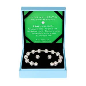 Golf Goddess Gift Set - Silver Golf Ball Bead Stroke Counter Bracelet and Silver Golf Ball Earrings