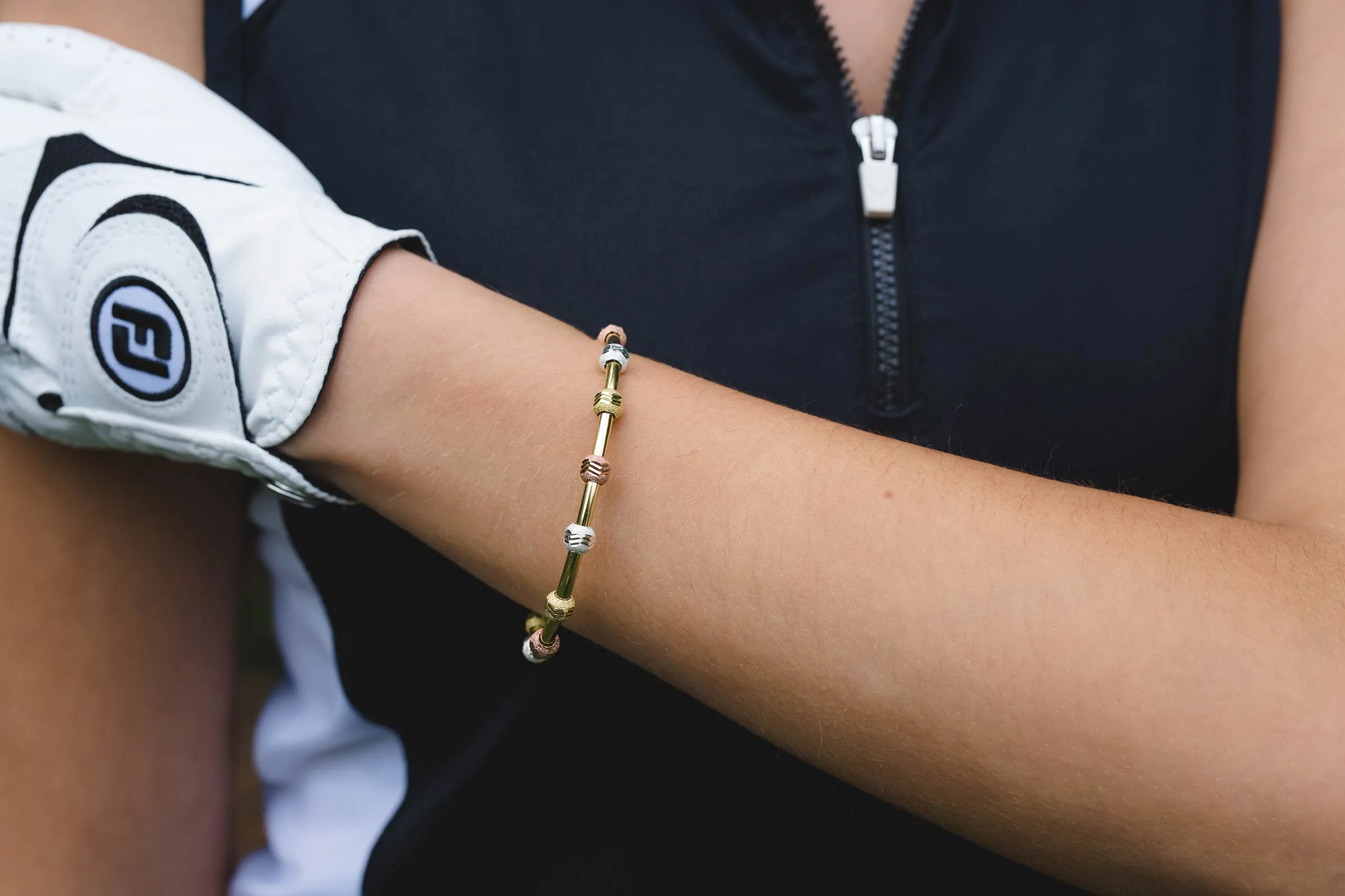 Golf Goddess Gold Tricolor Stroke Counter Bracelet