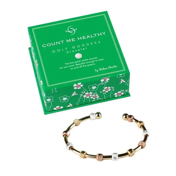 Golf Goddess Gold Tricolor Stroke Counter Bracelet