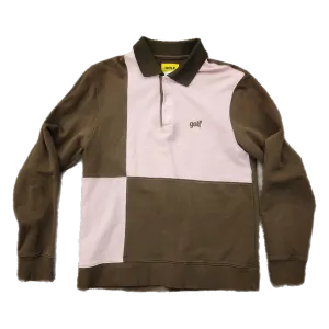 Golf Olde Golf Patch Longsleeve polo Pink & Brown - Size Medium