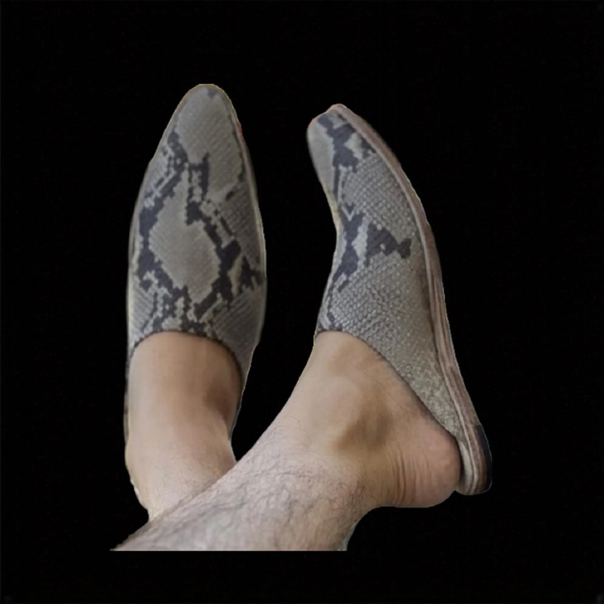 Handmade Genuine Snake Leather Texture Mules For Men Leather Slip On Stylish Mules Shoes