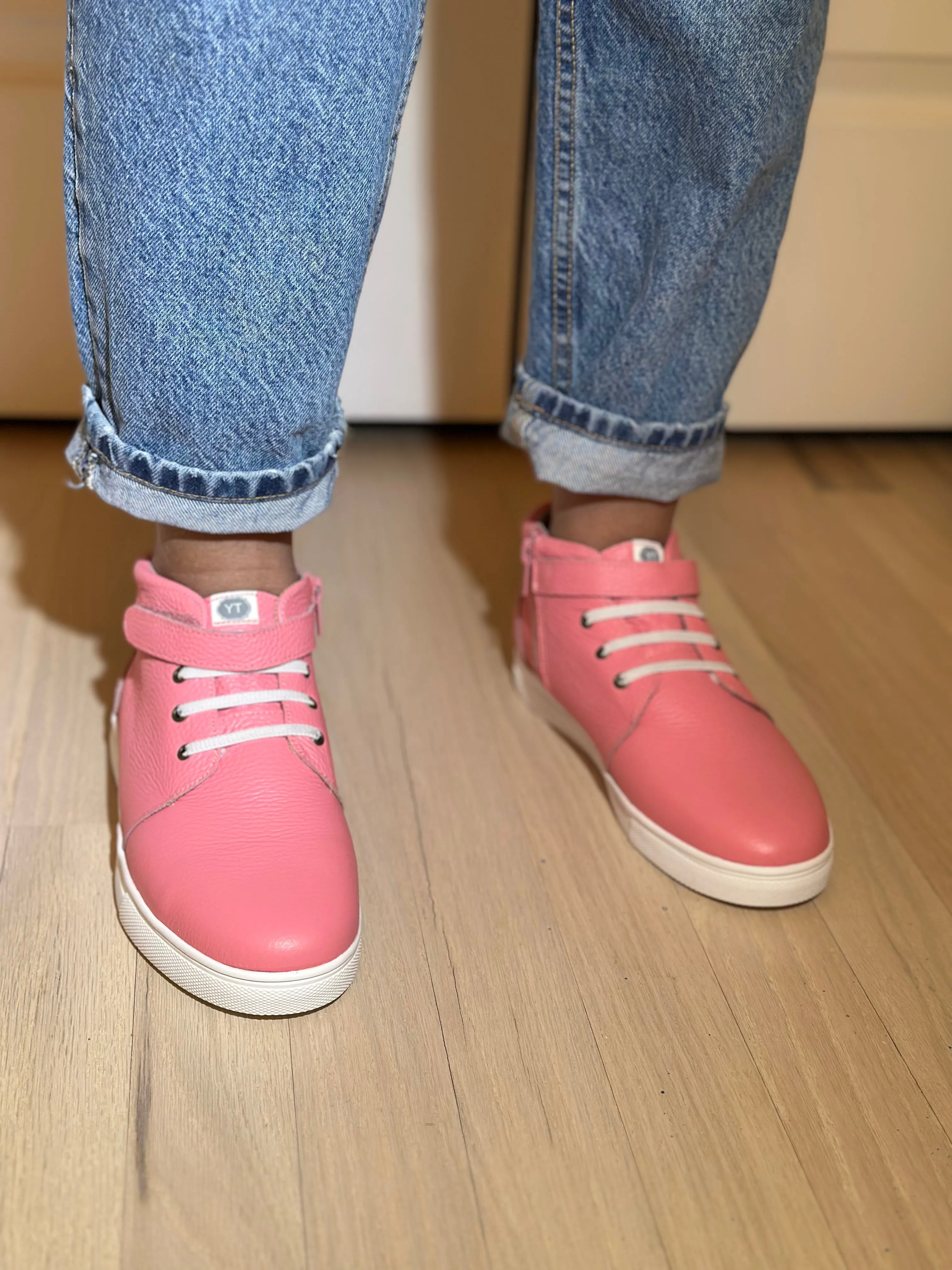 High Top Peony Pink Sneakers