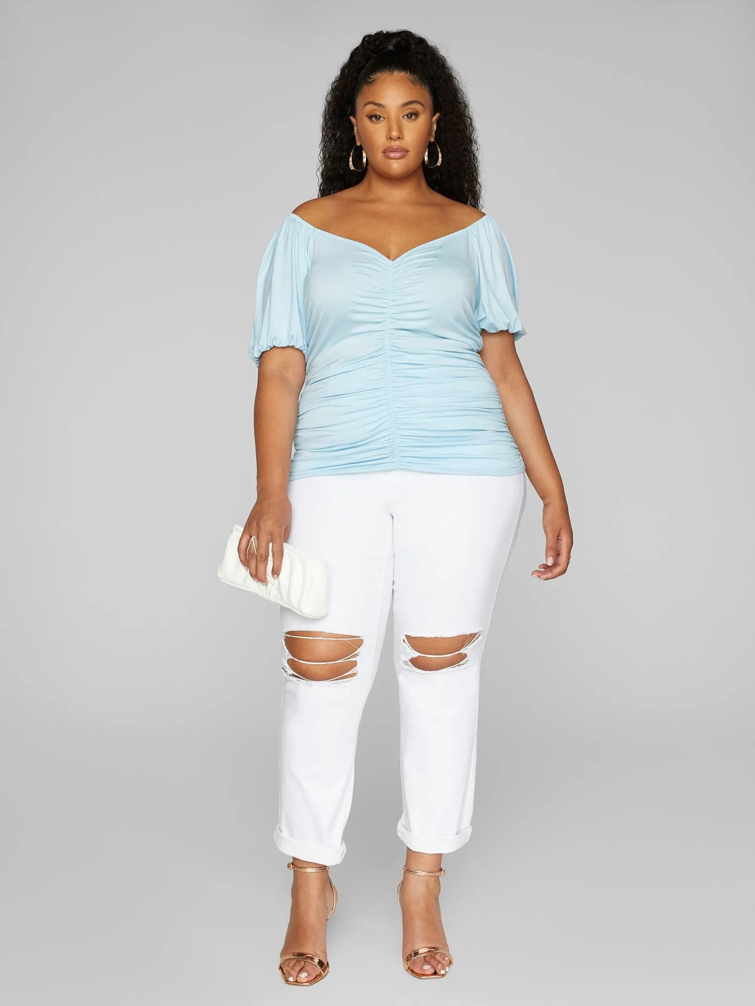 Inez Ruched Front Knit Top