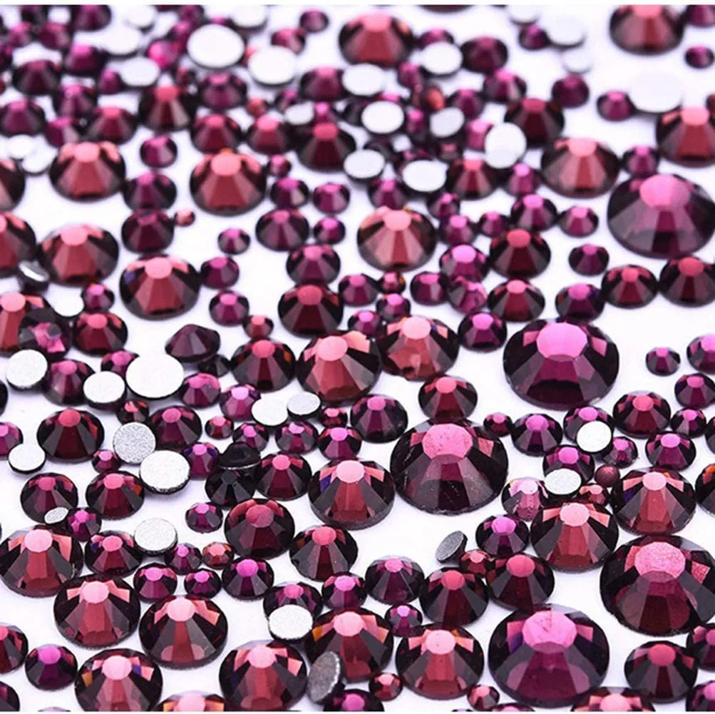 Jollin 3456pcs Flatback Rhinestones Glass Charms Diamantes Gems Stones for Nail Art 6 Size ss4~ss12 Crystal AB