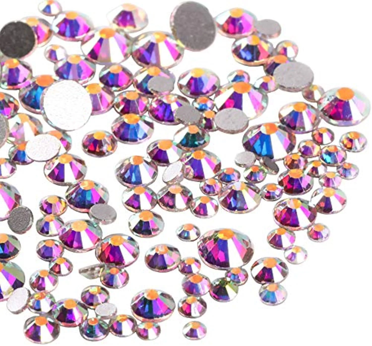 Jollin 3456pcs Flatback Rhinestones Glass Charms Diamantes Gems Stones for Nail Art 6 Size ss4~ss12 Crystal AB