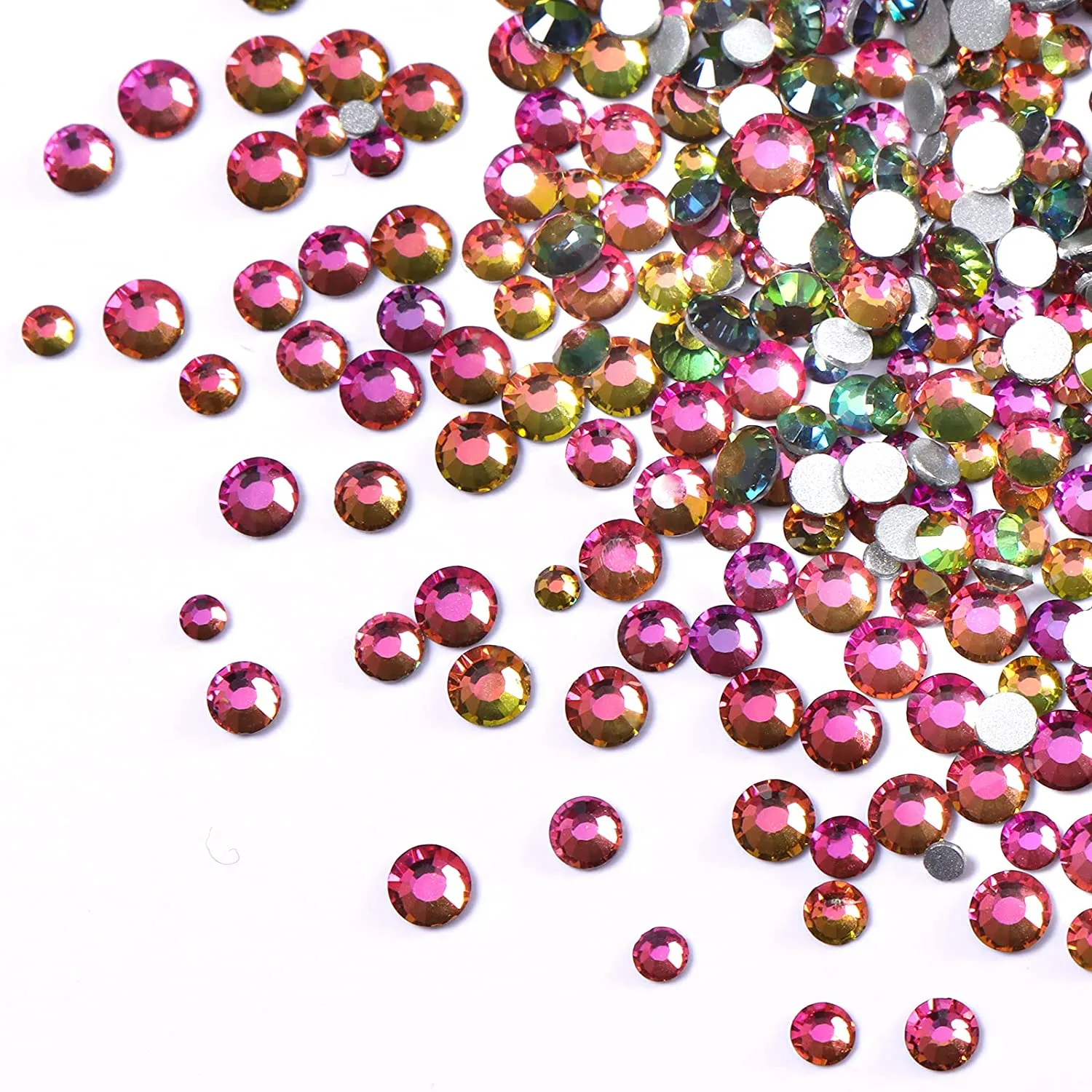 Jollin 3456pcs Flatback Rhinestones Glass Charms Diamantes Gems Stones for Nail Art 6 Size ss4~ss12 Crystal AB