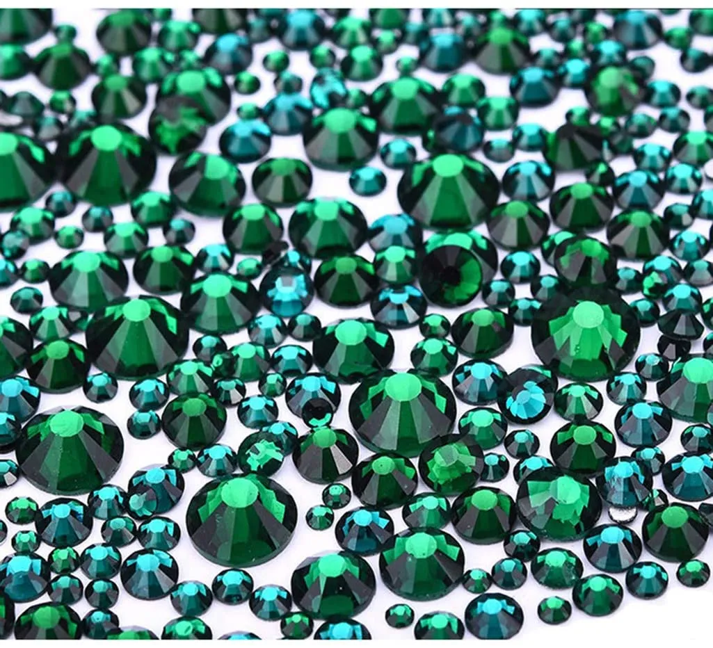 Jollin 3456pcs Flatback Rhinestones Glass Charms Diamantes Gems Stones for Nail Art 6 Size ss4~ss12 Crystal AB