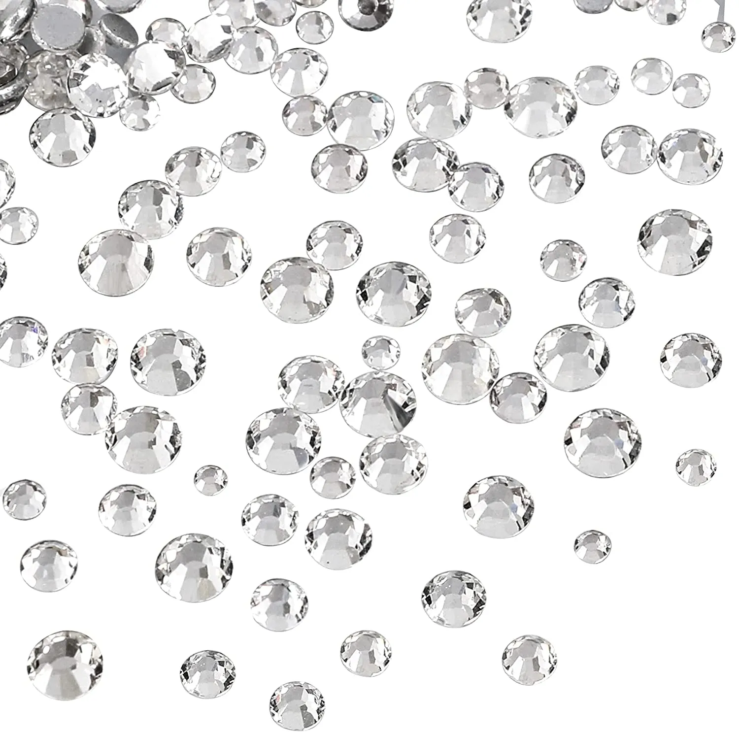 Jollin 3456pcs Flatback Rhinestones Glass Charms Diamantes Gems Stones for Nail Art 6 Size ss4~ss12 Crystal AB