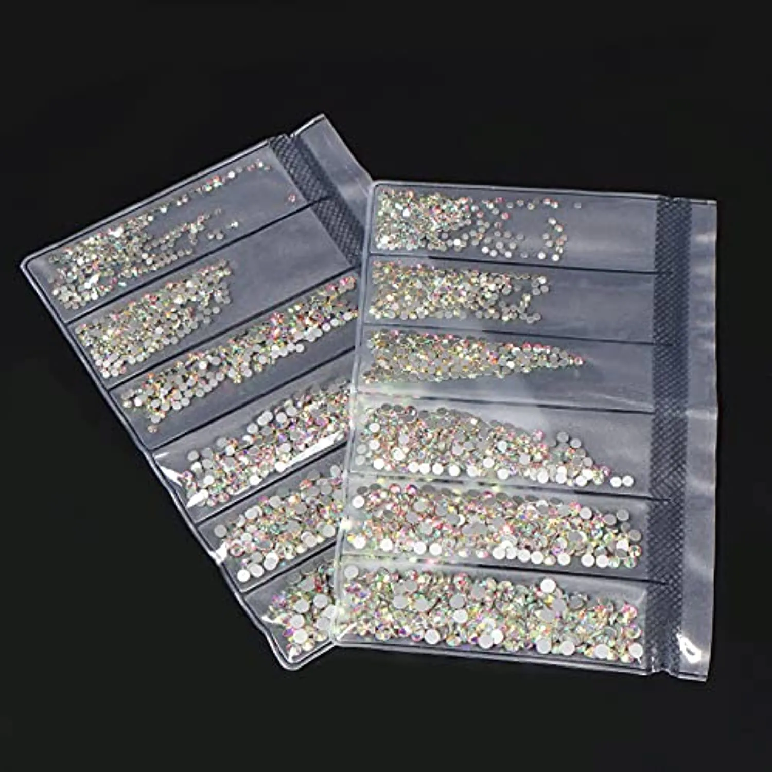 Jollin 3456pcs Flatback Rhinestones Glass Charms Diamantes Gems Stones for Nail Art 6 Size ss4~ss12 Crystal AB
