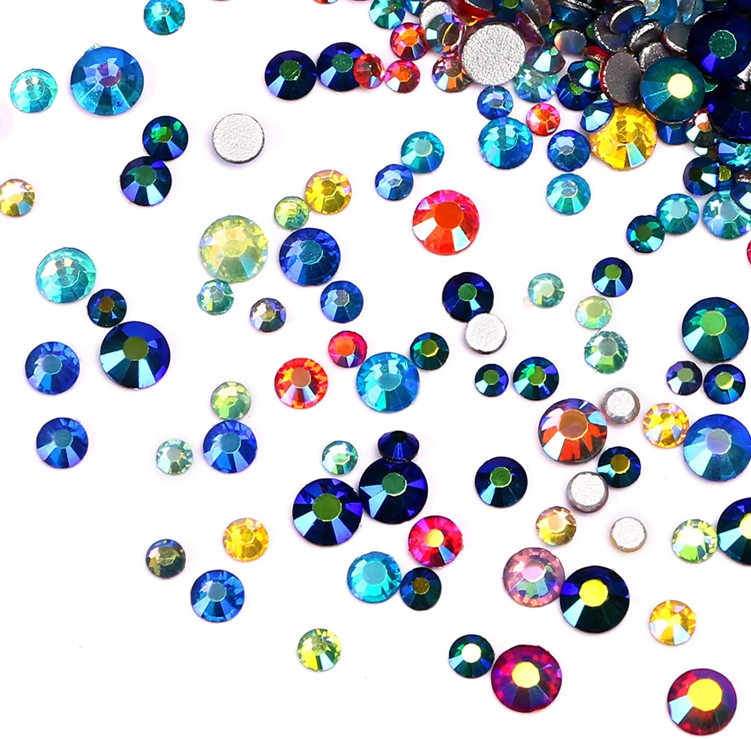 Jollin 3456pcs Flatback Rhinestones Glass Charms Diamantes Gems Stones for Nail Art 6 Size ss4~ss12 Crystal AB