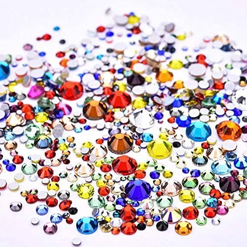 Jollin 3456pcs Flatback Rhinestones Glass Charms Diamantes Gems Stones for Nail Art 6 Size ss4~ss12 Crystal AB