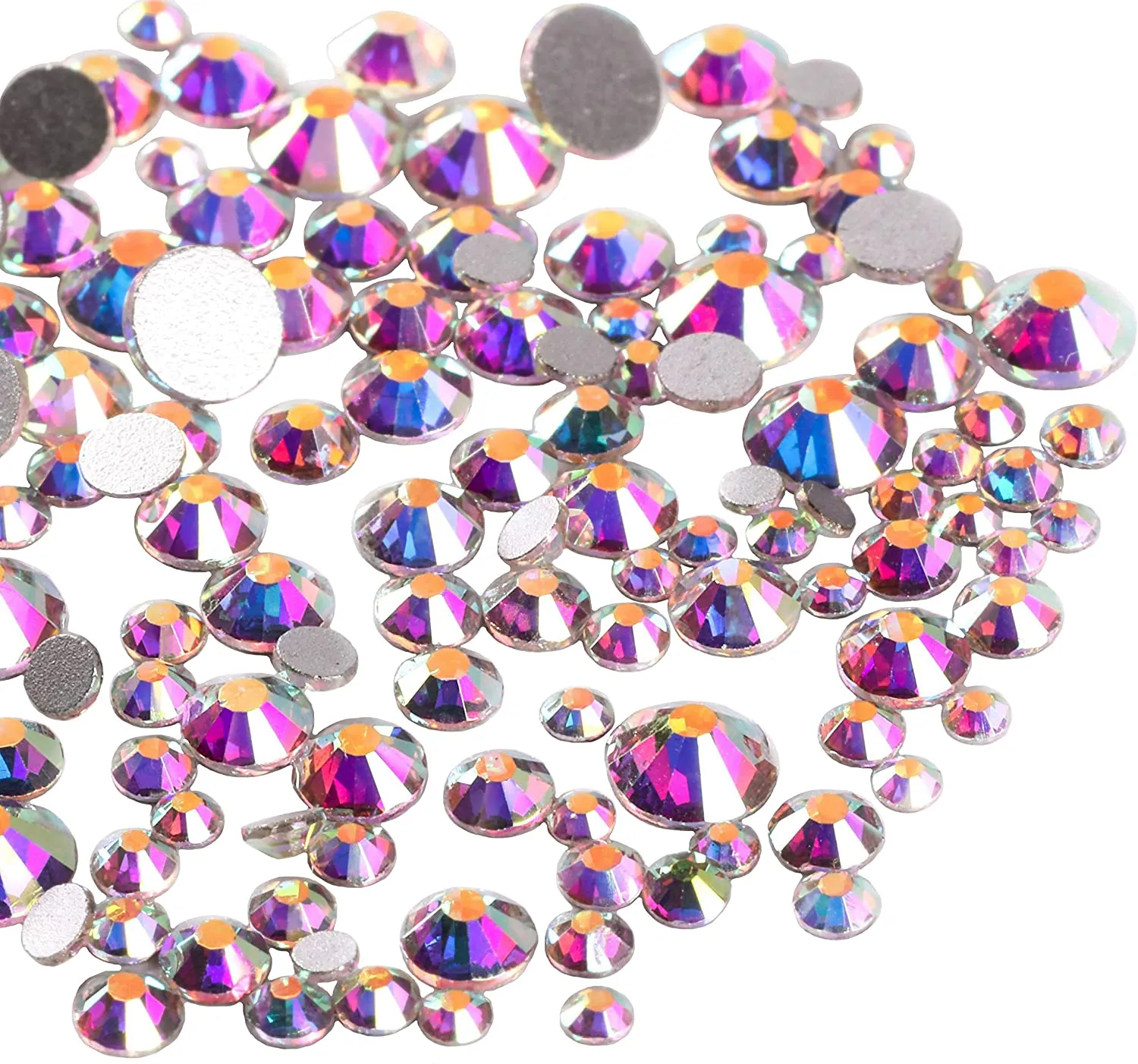 Jollin 3456pcs Flatback Rhinestones Glass Charms Diamantes Gems Stones for Nail Art 6 Size ss4~ss12 Crystal AB
