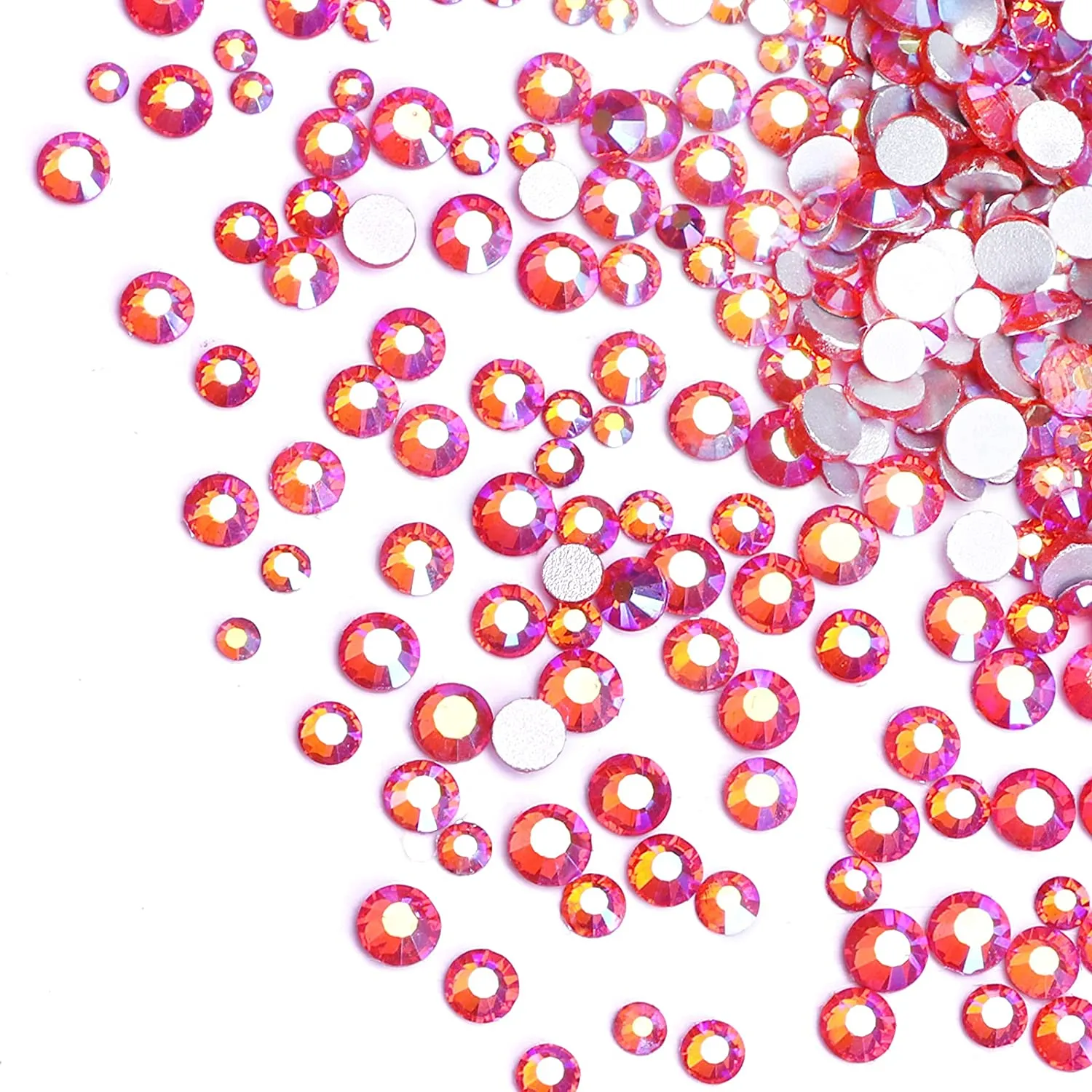 Jollin 3456pcs Flatback Rhinestones Glass Charms Diamantes Gems Stones for Nail Art 6 Size ss4~ss12 Crystal AB