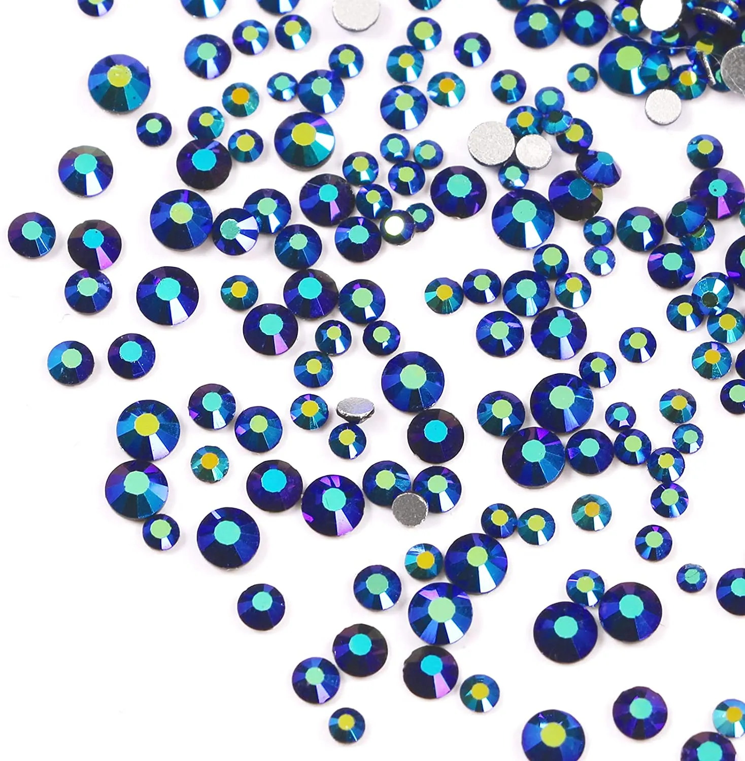 Jollin 3456pcs Flatback Rhinestones Glass Charms Diamantes Gems Stones for Nail Art 6 Size ss4~ss12 Crystal AB