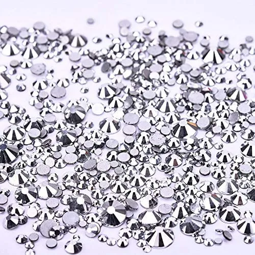 Jollin 3456pcs Flatback Rhinestones Glass Charms Diamantes Gems Stones for Nail Art 6 Size ss4~ss12 Crystal AB