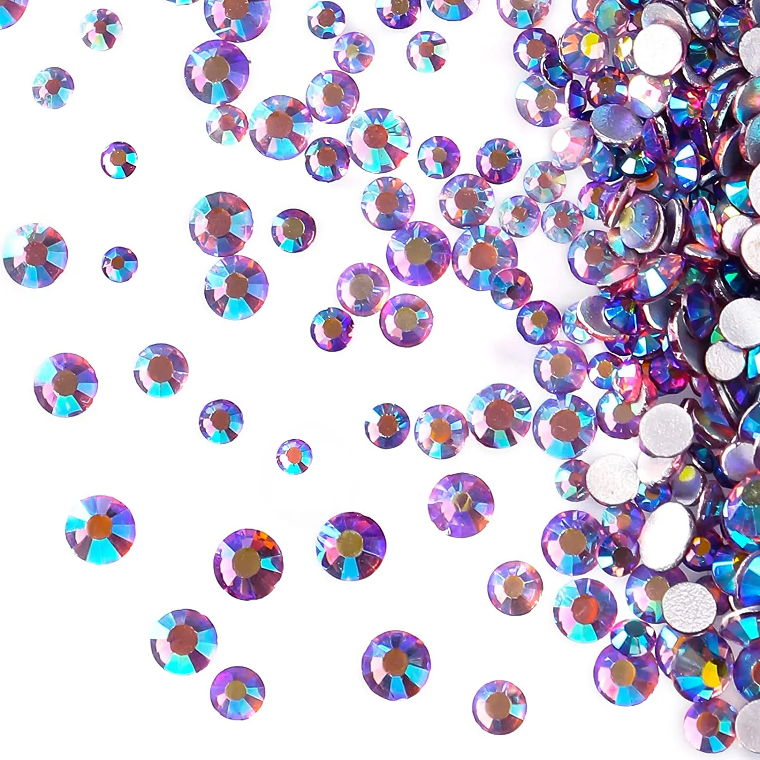 Jollin 3456pcs Flatback Rhinestones Glass Charms Diamantes Gems Stones for Nail Art 6 Size ss4~ss12 Crystal AB