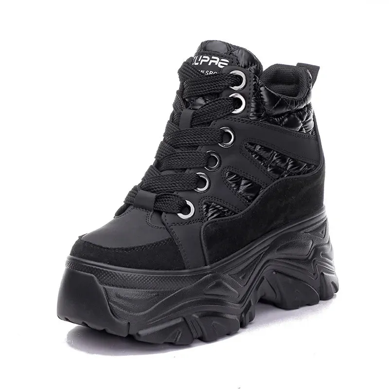 Joskaa 2024 New Black High Top Platform Sneakers