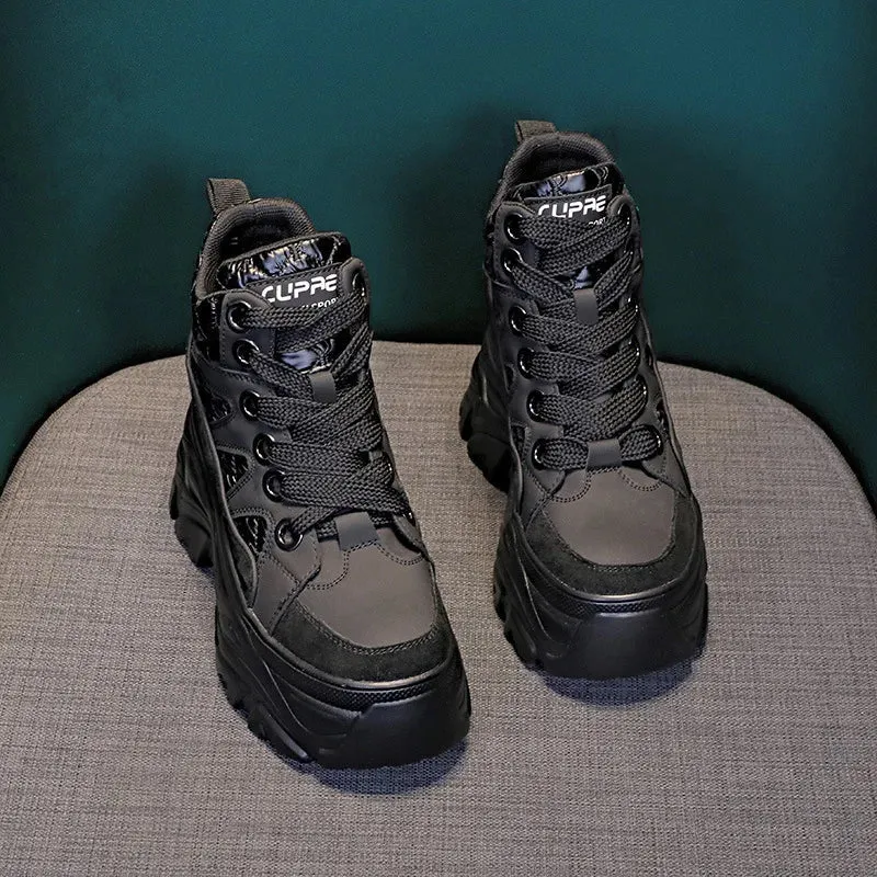 Joskaa 2024 New Black High Top Platform Sneakers