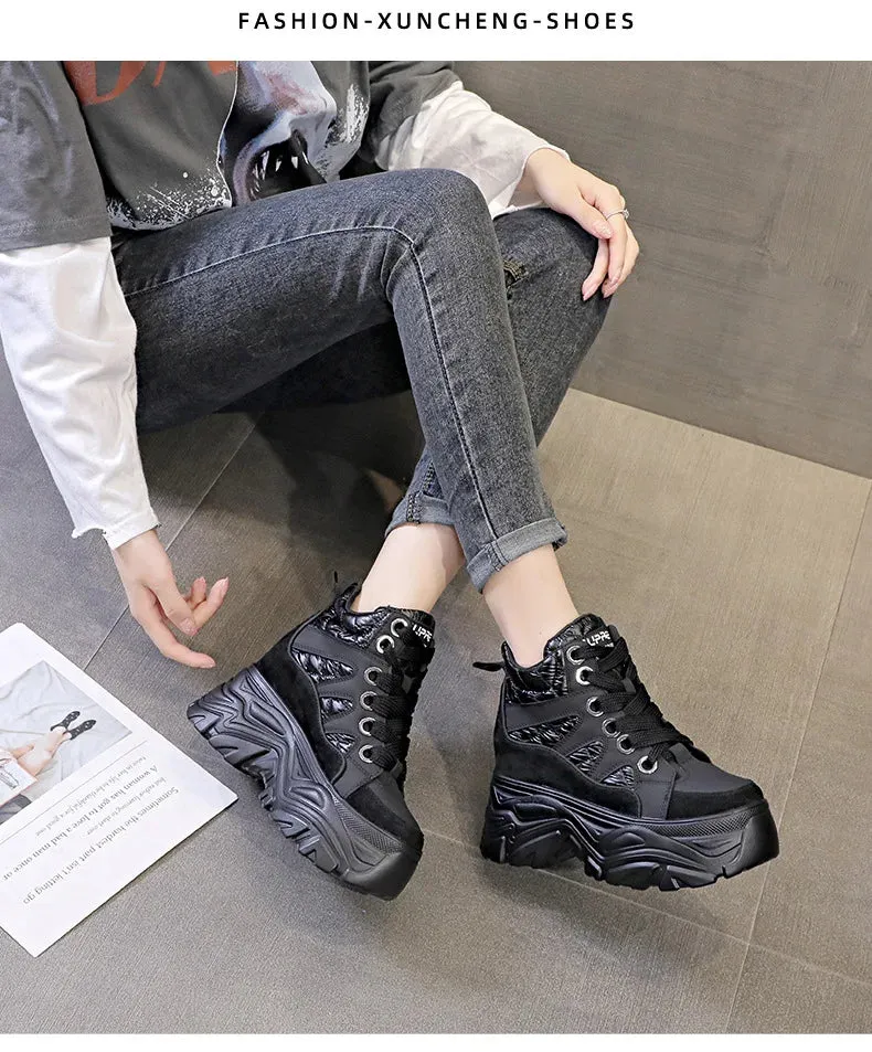 Joskaa 2024 New Black High Top Platform Sneakers