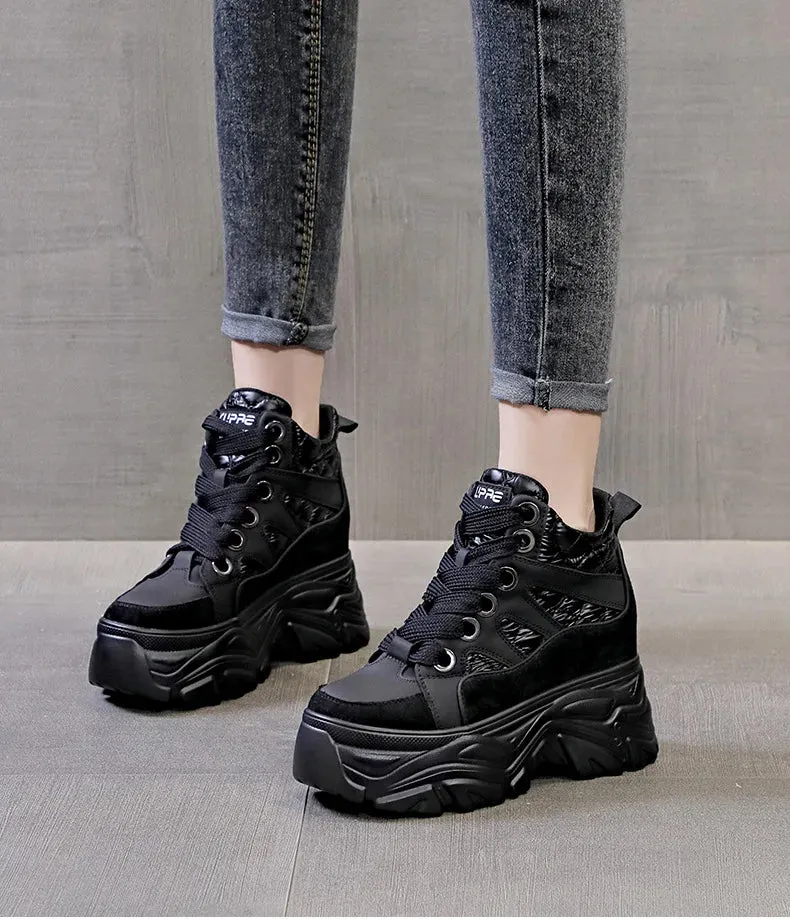 Joskaa 2024 New Black High Top Platform Sneakers