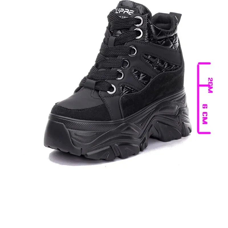 Joskaa 2024 New Black High Top Platform Sneakers